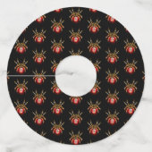 Steampunk spin op zwart wijnglaslabel (Achterkant)