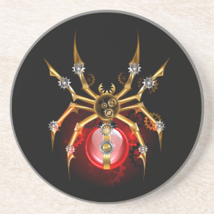 Steampunk spin op zwart zandsteen onderzetter