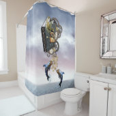 Steampunk-springdolfijnen Douchegordijn (In situ)