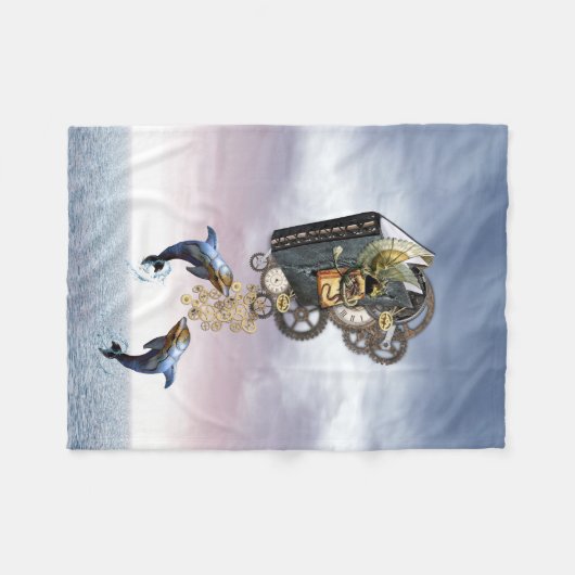 Steampunk-springdolfijnen Fleece Deken (Voorkant (Horizontaal))