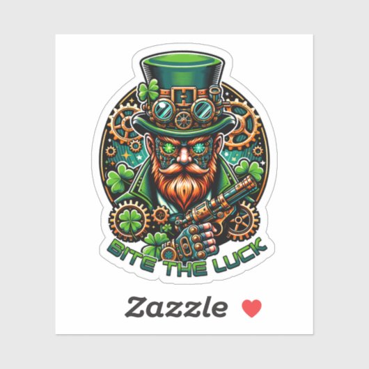Steampunk St. Patrick's Day Leprechaun Sticker (Vel)