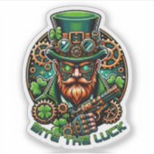 Steampunk St. Patrick's Day Leprechaun Sticker (Voorkant)