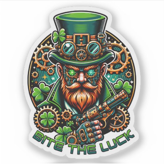 Steampunk St. Patrick's Day Leprechaun Sticker (Voorkant)