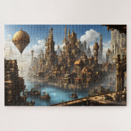 Steampunk Stad met Ballon Legpuzzel