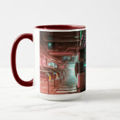 Steampunk Stad Neon Corridor SciFi Mok (Links)