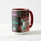 Steampunk Stad Neon Corridor SciFi Mok (Voorkant rechts)