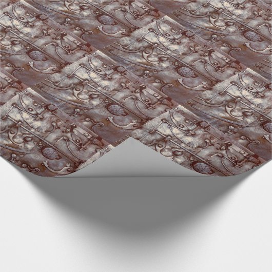 Steampunk stalen deurpatroon, metaal, klinknagels, cadeaupapier (Hoek)