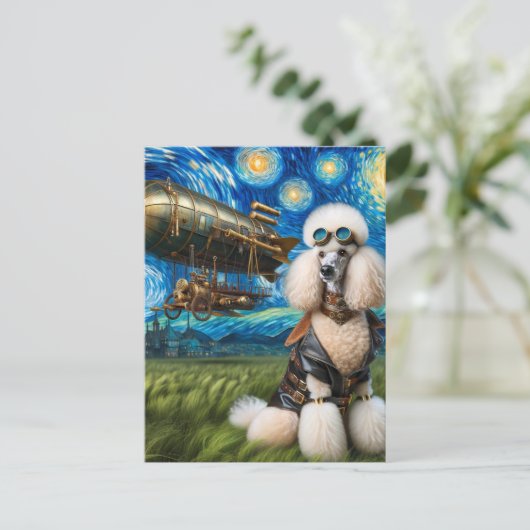 Steampunk standaard poedel briefkaart (Staand voorkant)