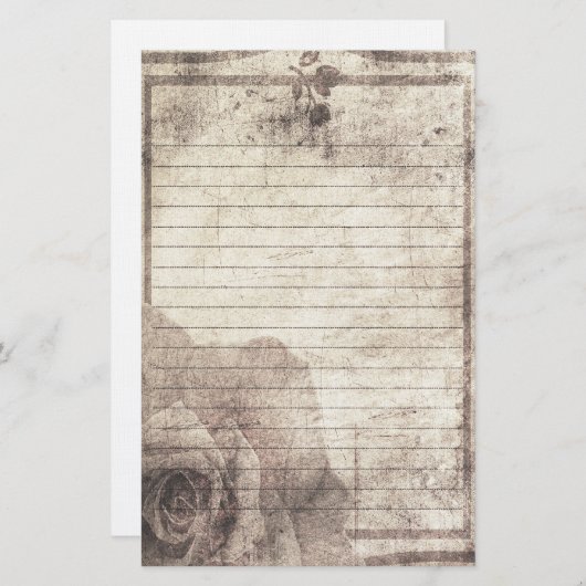 Steampunk Stationery - Antiek Roos Briefpapier (Voorkant / Achterkant)