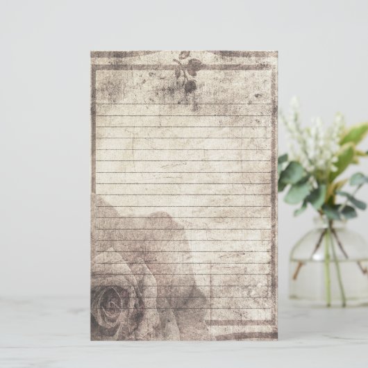 Steampunk Stationery - Antiek Roos Briefpapier (Staand voorkant)