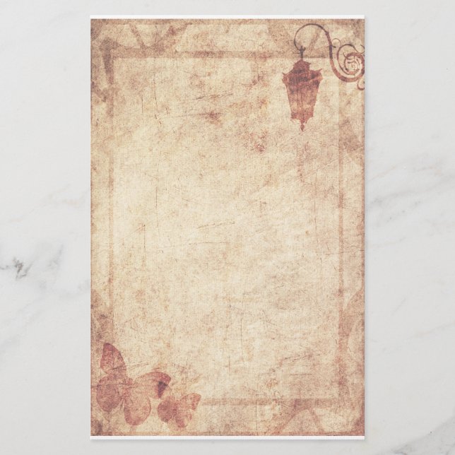 Steampunk Stationery - Lamppost en Butterfly Briefpapier (Voorkant)