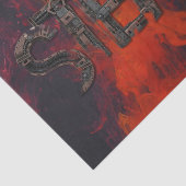 Steampunk Steam Lettering Amid Flames Tissuepapier (Detail)