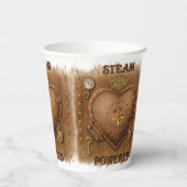Steampunk Steam Powered Heart Papieren Bekers (Achterkant)