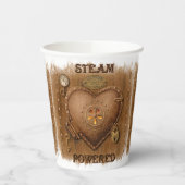 Steampunk Steam Powered Heart Papieren Bekers (Links)