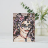 Steampunk Steamface Librarian Briefkaart (Staand voorkant)