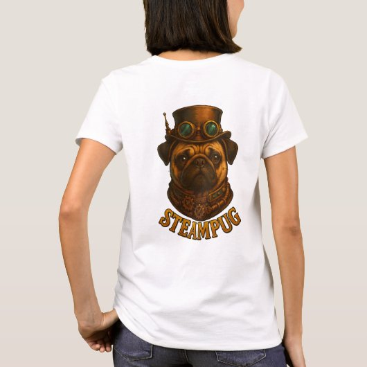 Steampunk SteamPug T-shirt - unieke Steampunk hond (Achterkant)