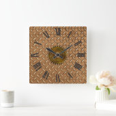 Steampunk Steel-plated Metal-look Wall Clock Vierkante Klok (Huis)