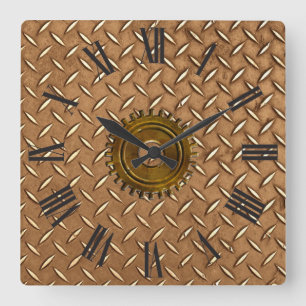 Steampunk Steel-plated Metal-look Wall Clock Vierkante Klok