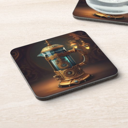 Steampunk stijl Franse pers Bier Onderzetter (Linkerzijde)