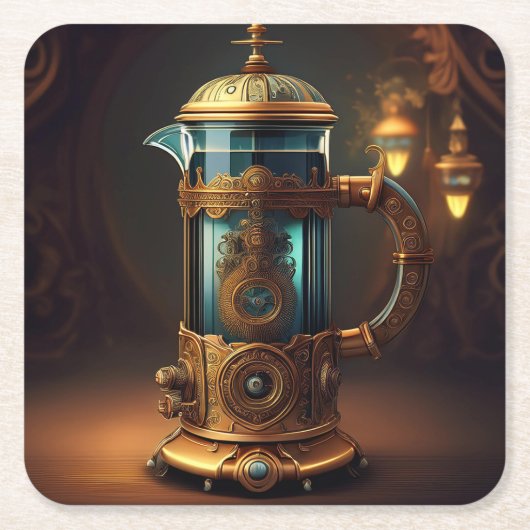 Steampunk stijl Franse pers Kartonnen Onderzetters (Voorkant)
