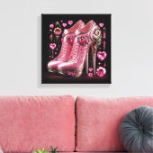Steampunk Stijl Roze Stiletto Hoge Hakken Canvas Afdruk (Insitu (Woonkamer))