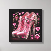 Steampunk Stijl Roze Stiletto Hoge Hakken Canvas Afdruk (Voorkant)