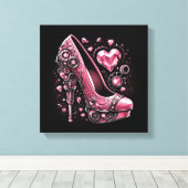 Steampunk Stijl Roze Stiletto's Canvas Afdruk (Insitu (Houten vloer))