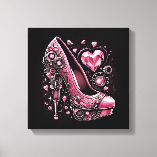 Steampunk Stijl Roze Stiletto's Canvas Afdruk