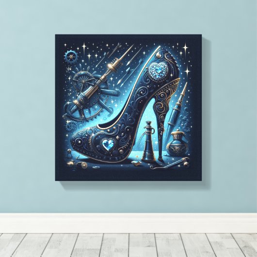 Steampunk Stijl Stiletto Hoge Hak Canvas Afdruk (Insitu (Houten vloer))