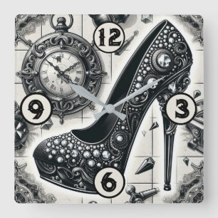 Steampunk Stijl Stiletto Vierkante Klok