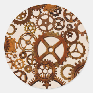 Steampunk stijl tandwielen ronde sticker