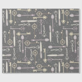 Steampunk-stijlsleutelpatroon Cadeaupapier (Vlak)