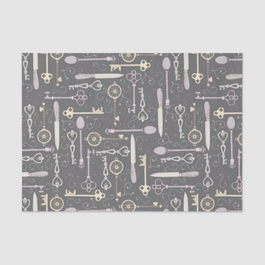 Steampunk-stijlsleutelpatroon Tissuepapier (Voorkant)