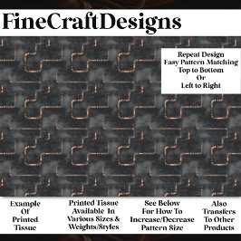 Steampunk Stoom & Pijpen Donker Patroon BN7 Decoup Tissuepapier
