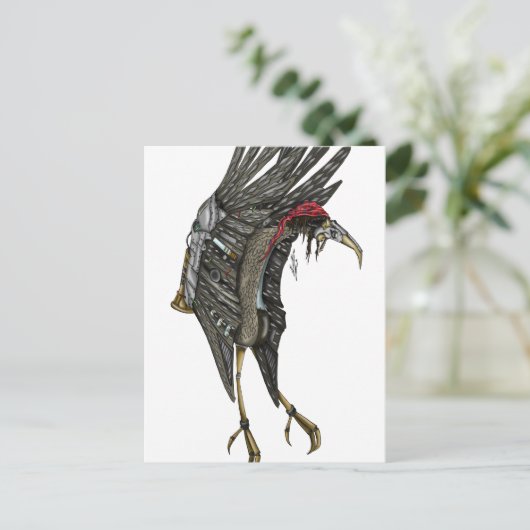 Steampunk Stork Briefkaart (Staand voorkant)