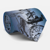 Steampunk-Stropdas in blauw Stropdas (Opgerold)