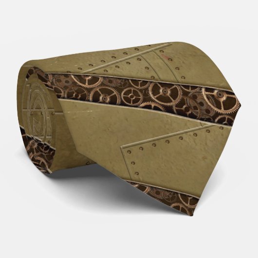 Steampunk-Stropdas - Rivetten en tandwielen Stropdas (Opgerold)