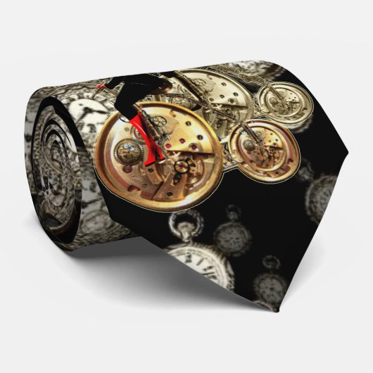 Steampunk-stropdas, zakhorloges, snoepgoed stropdas (Opgerold)