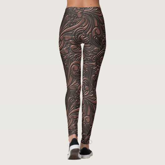 Steampunk Style Cool Science Fiction Copper Swirls Leggings (Achterkant)