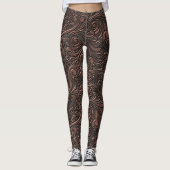 Steampunk Style Cool Science Fiction Copper Swirls Leggings (Voorkant)
