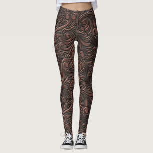 Steampunk Style Cool Science Fiction Copper Swirls Leggings