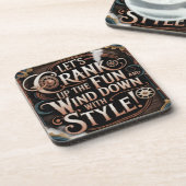 Steampunk Style 'Crank Up The Fun' Onderzetter (Linkerzijde)