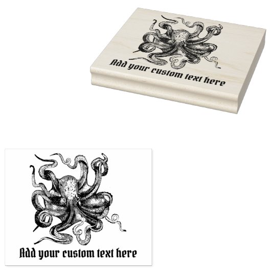  Steampunk Style Octopus met Jouw tekst Rubberstempel (Gestempeld)