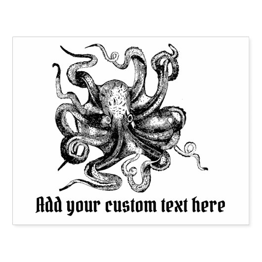 Steampunk Style Octopus met Jouw tekst Rubberstempel (Afrduk)