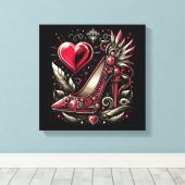 Steampunk Style Red Stiletto Hoge hakken Canvas Afdruk (Insitu (Houten vloer))