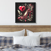 Steampunk Style Red Stiletto Hoge hakken Canvas Afdruk (Insitu (Slaapkamer))