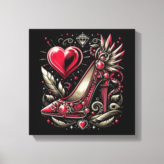 Steampunk Style Red Stiletto Hoge hakken Canvas Afdruk (Voorkant)