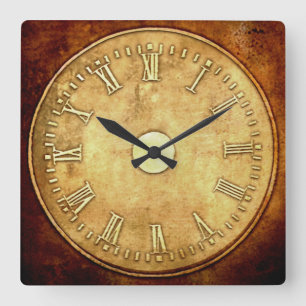 Steampunk Style Rust Edged   Vierkante Klok