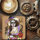 Steampunk Sugar Skull Drankjes Onderzetter