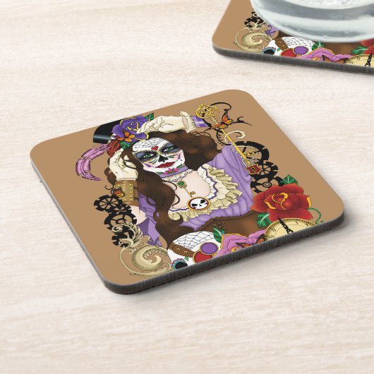 Steampunk Sugar Skull Drankjes Onderzetter (Linkerzijde)